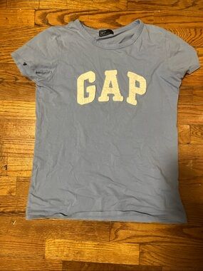 GAP Pale Blue Logo Tee with White Letters
